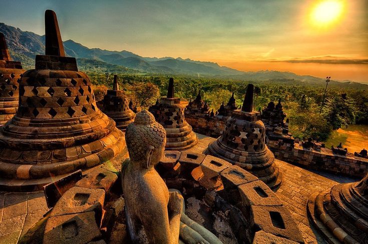 Rice terraces and temple gates in Bali, Indonesia